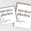 Dictionary definition of novinophobia, fear of running out of wine, alcohol theme birthday card for male, female (Size A6/A5/A4/Square 6x6") - A6: Single card