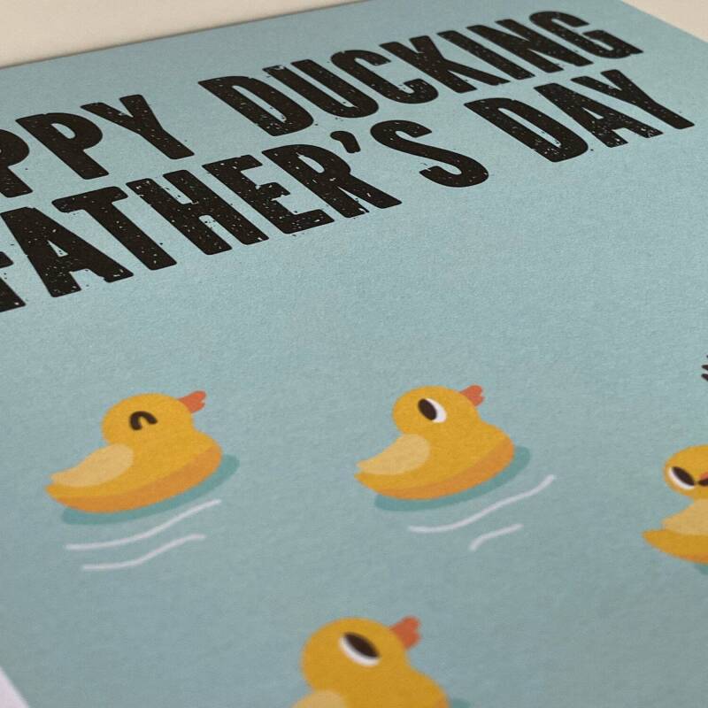 Happy Ducking Father’s Day funny duck autocorrect Father’s Day card for dad, daddy, father from son, daughter (Size A6/A5/A4/Square 6x6") - A6: Single card