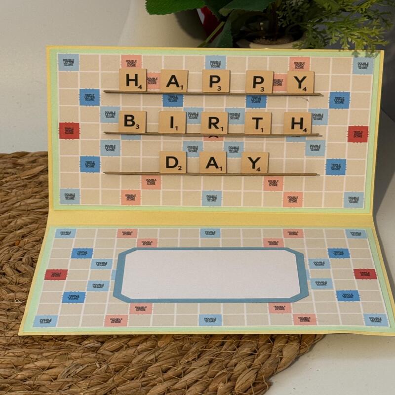 Handmade Scrabble Pop Up Box Card