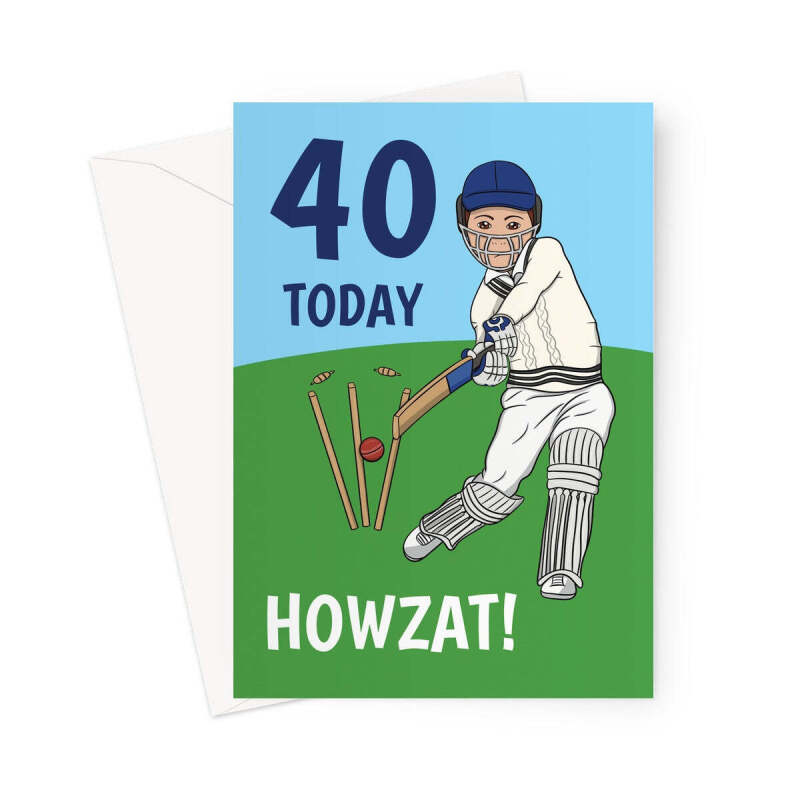 Cricket Themed 40th Birthday Card For Him - A5 Portrait - 1 Card