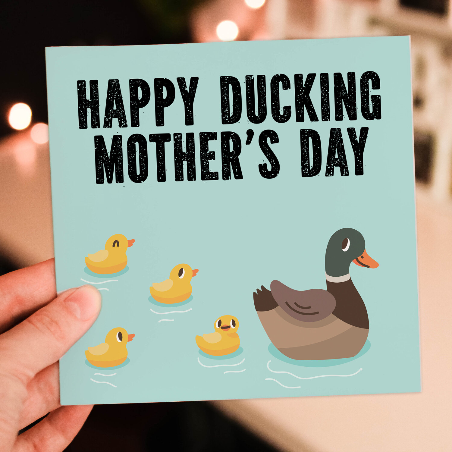 Happy Ducking Mother's Day funny duck autocorrect Mother's Day card for mum, mom, mam, mother from son, daughter (Size A6/A5/A4/Square 6x6") - A6: Single card