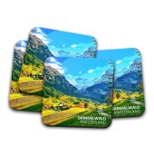 Grindelwald Switzerland Coaster Set, Mountain Art, Swiss Alps Coasters, Grindelwald Coasters, Lauterbrunnen, Travel Gift, Housewarming Gift