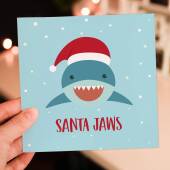 Santa Jaws shark sea life Christmas, Holidays, Xmas, festive card for children, child, toddler, baby, nephew (Size A6/A5/A4/Square 6x6")