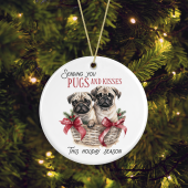 Ceramic Dog/Puppy Breed Pug Pun Christmas Tree Decoration