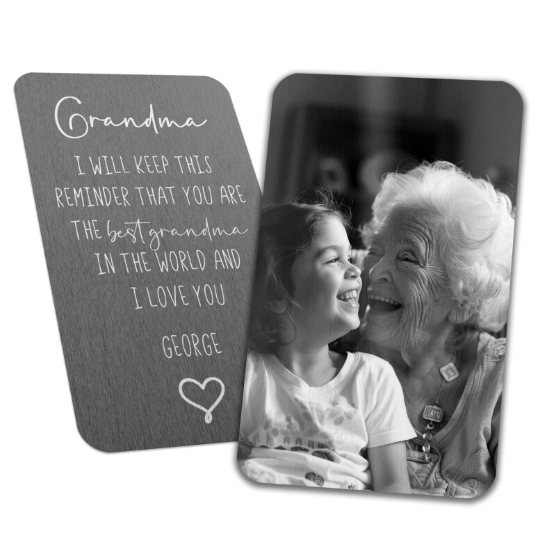 Personalised Memorial Wallet Card Double Sided | Custom Black and White Photo Keepsake | Aluminum Remembrance Photo Card - Single Wallet Card