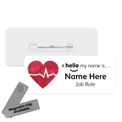 #hello my name is... Name Badge - Watercolour Heartbeat Heart