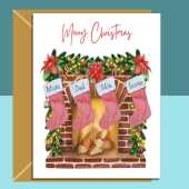 Personalised Family Christmas Card, customised names Xmas Card For friends, neighbours, brother, sister, son, daughter - 2, 3, 4 or 5 names