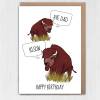 Bye Dad, Bison, Bye Son funny bad joke animal, bison birthday card for father, daddy, papa from son, child, children (Size A6/A5/A4) - A6: Single card