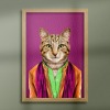 Cat in clothes, animal print, wall art - A5 - Glossy - Green