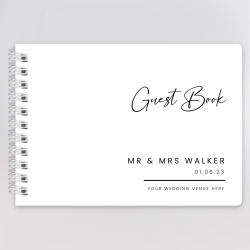 Minimal Script Wedding Guest Book - A5 - 5.8" x 8.3"