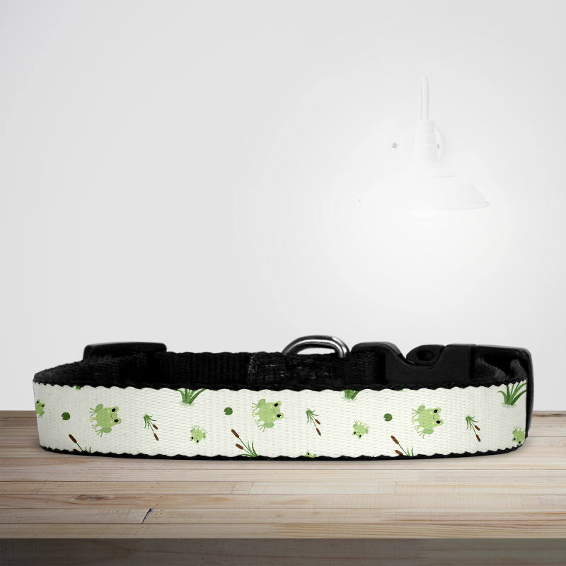 Nature Collection Frog & Lily Pad Print Dog/Puppy Collar - Small (29cm-46cm)