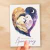 Anniversary Card For Wife Card for Anniversary Card For Husband Cute Owls Love Heart Anniversary Card For Boyfriend or Girlfriend - Small (4x6) / Blank Message