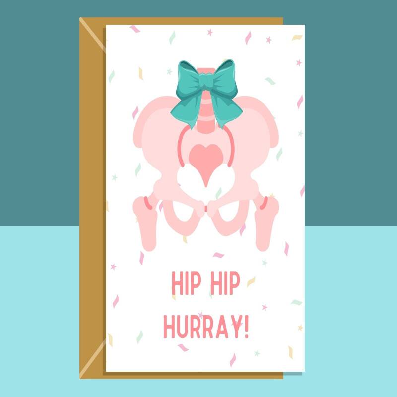 Funny Hip Replacement - Get Well Soon Card - Recovery - For him or for her - Can be personalised inside - Ideal for someone recovering - Blank inside