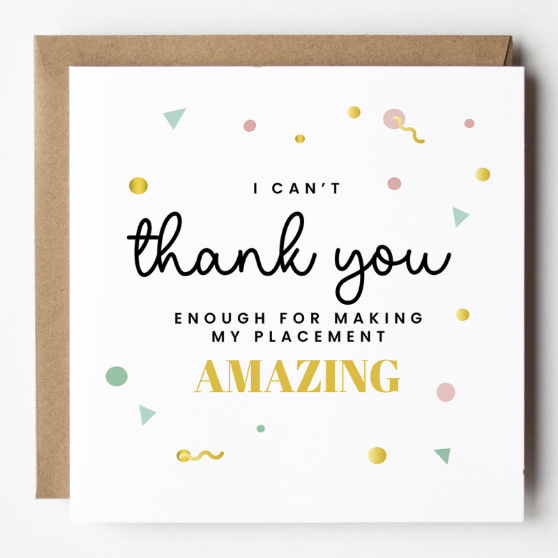 Thank you placement card | Thank you for your help during placement card, nursing placement, student placement, uni placement thank you card