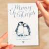 Christmas Card For Her Card For Him Xmas Card For Girlfriend or Boyfriend Christmas Card for Wife Christ Card For Husband Cute Penguins - Large (5x7) / Blank Message