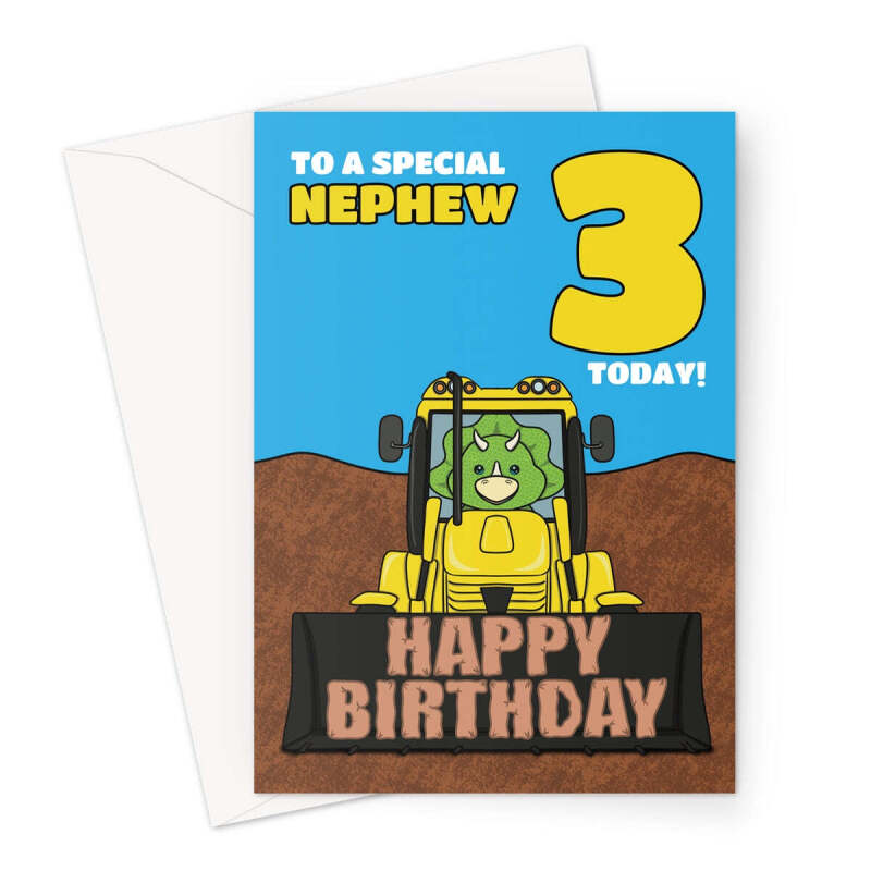 Cute 3rd Birthday Card For Nephew - A5 Portrait - 1 Card