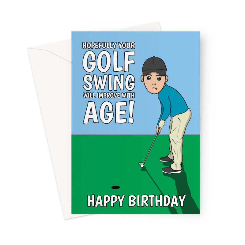 Funny Golf Birthday Card For Him - A5 Portrait - 1 Card