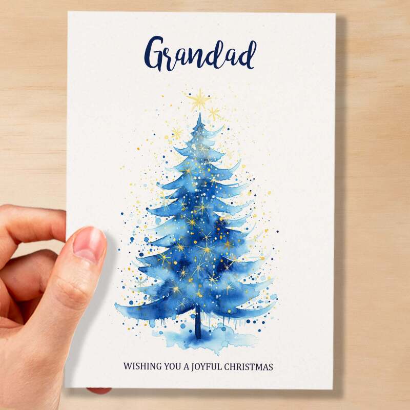 Christmas Card For Grandad Card For Him Xmas Card for Grandad Luxury Card For Christmas Card for Loved One Grandad Card Christmas Tree Card - Large (5x7) / Blank Message