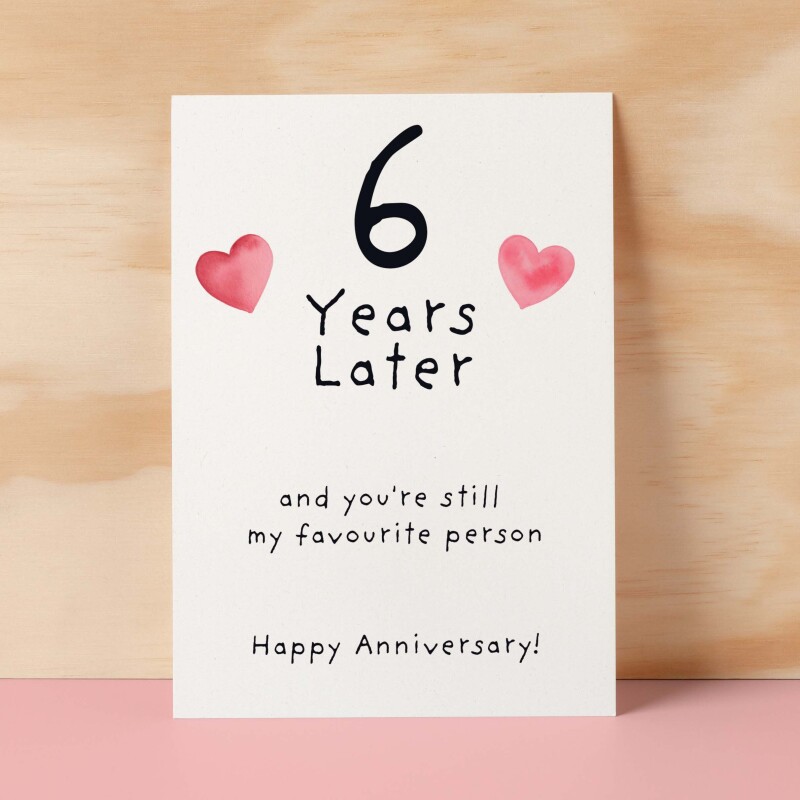 6th Wedding Anniversary Card For Wife Anniversary Card for Husband 6 Year Anniversary Card For Boyfriend or Girlfriend Sixth Anniversary - Large (5x7) / Blank Message