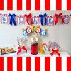 6 Circus Straws,Any Age Circus Theme Birthday Straws,Circus Birthday Party Decor - Red, blue, yellow mix