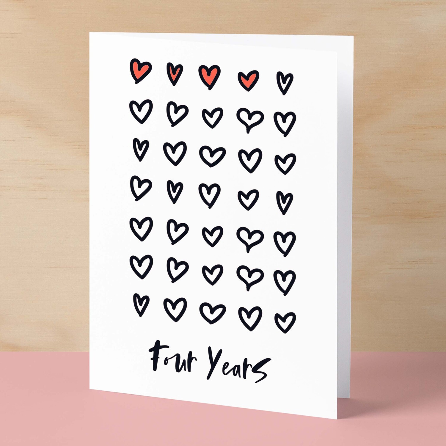 4th Wedding Anniversary Card For Wife Anniversary Card for Husband or Boyfriend Anniversary Card For Girlfriend Forth Anniversary Four Year - Small (4x6) / Blank Message