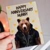 Happy anniversary hunny bear in clothes anniversary card for wife, husband, girlfriend, boyfriend (Animalyser) (Size A6/A5/A4/Square 6x6") - A6: Single card