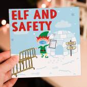 Elf and safety maximum occupancy funny health and safety Christmas, Holidays, Xmas, festive card for colleague (Size A6/A5/A4/Square 6x6")