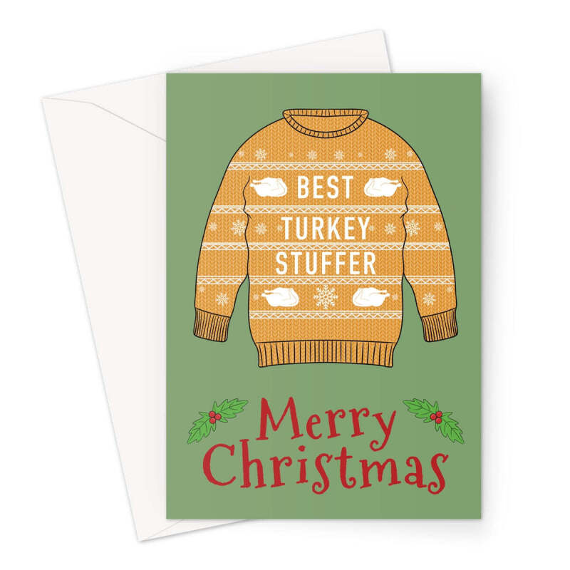 Turkey Stuffer Christmas Jumper Card - A5 Portrait - 1 Card