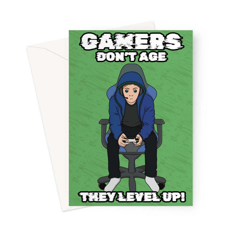 Funny Video Gamer Birthday Card - Level Up - A5 Portrait - 1 Card