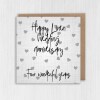 Linen 4th/four years anniversary card: Four wonderful years (Size A6/A5/A4/Square 6x6") - A6: Single card