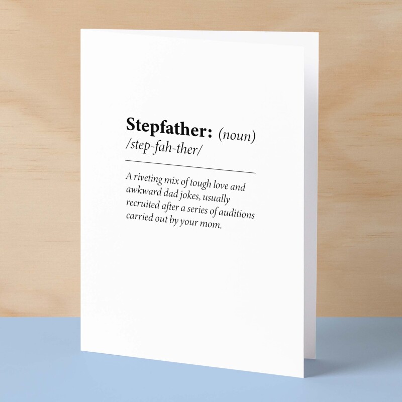 Birthday Card For Stepdad Fun Dictionary Quote Card For Stepfather Custom Message Card For Stepdad Funny Birthday Card - Small (4x6) / Blank Message