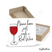 Red Wine Hand Drawn Coaster - Home Bar - Birthday Gift. Secret Santa - Hand Drawn Red Wine Coaster Personalised Drink Coasters