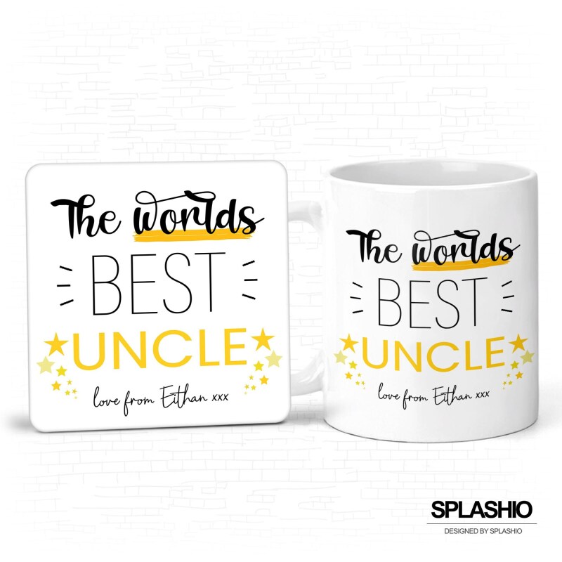 World's Best Uncle Mug Personalised with optional Coaster - Uncle Gift, Best Uncle Gift, Christmas Gift, Stocking Filler, Personalised Gift - Mug Only