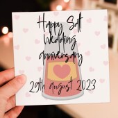 Personalised Salt (8th/eight years) anniversary card: Personalised with date (Size A6/A5/A4/Square 6x6")