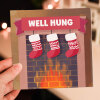 Well hung funny, rude Christmas card - A6: Single card