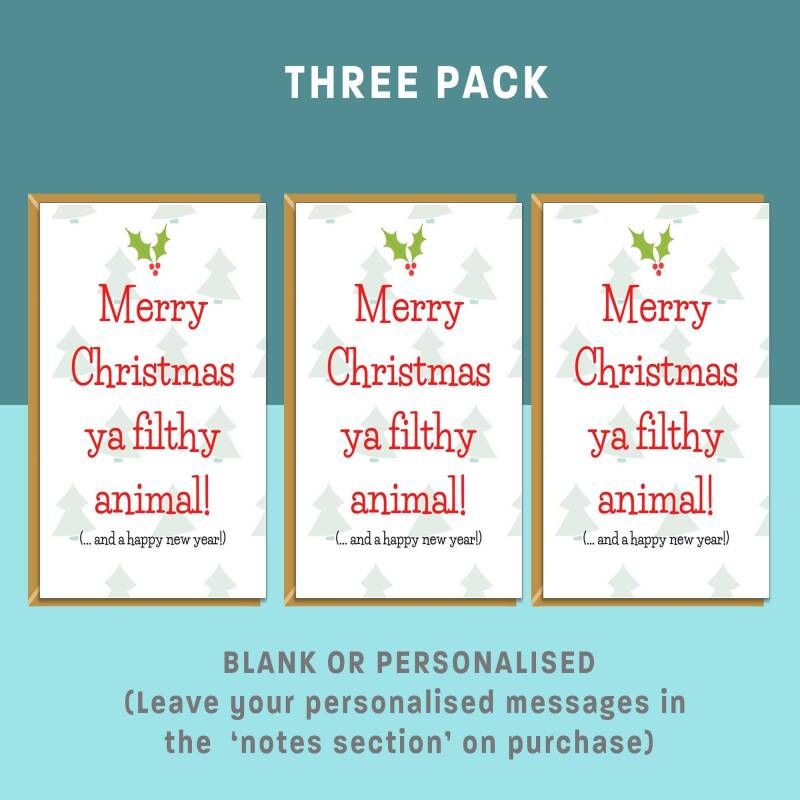 Funny Christmas Card - For Him or For Her - Home Alone - Merry Christmas Ya Filthy Animal - Personalised if needed - Single or Bundle Pack - Blank inside - One Card