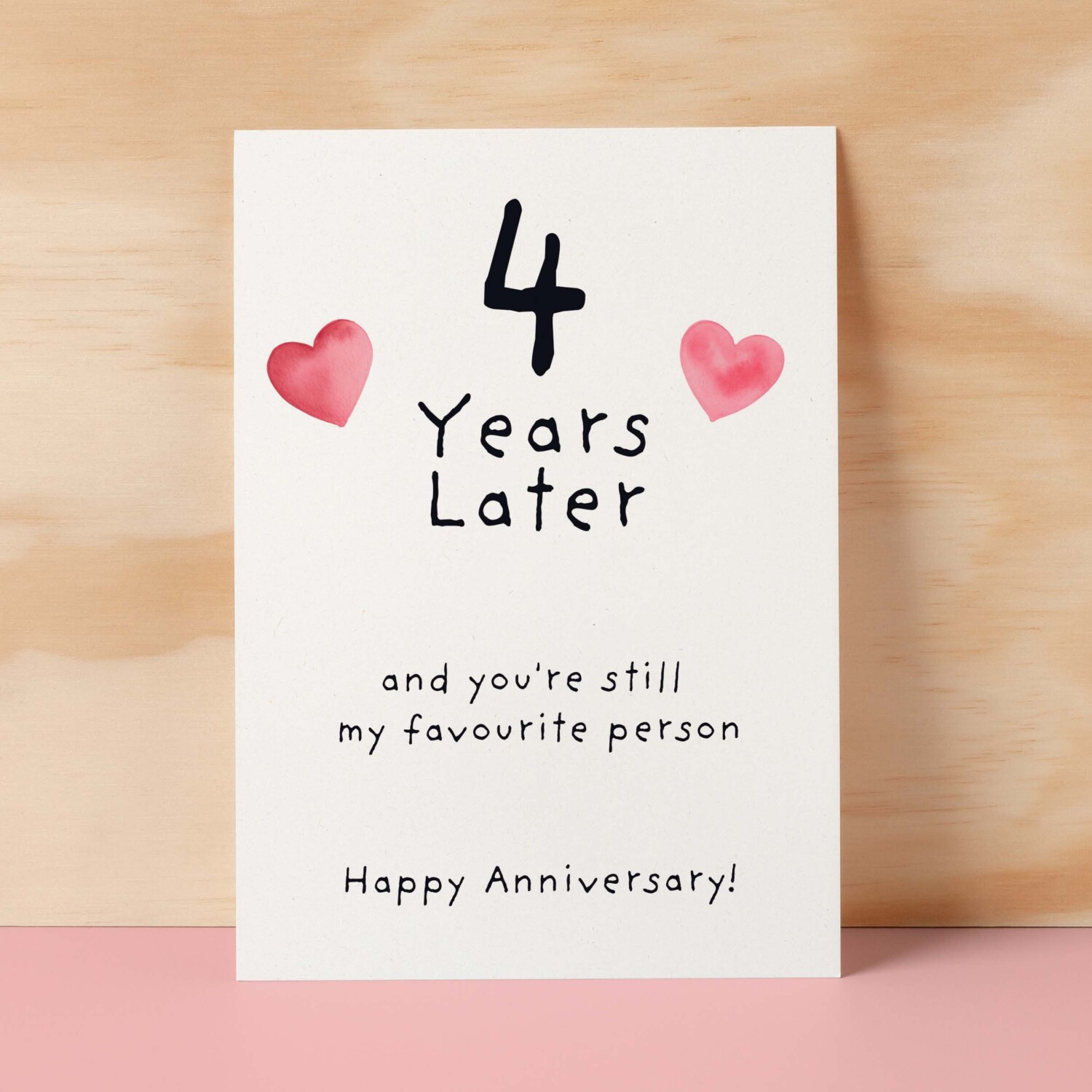 4th Wedding Anniversary Card For Wife Anniversary Card for Husband 4 Year Anniversary Card For Boyfriend or Girlfriend Forth Anniversary - Large (5x7) / Blank Message