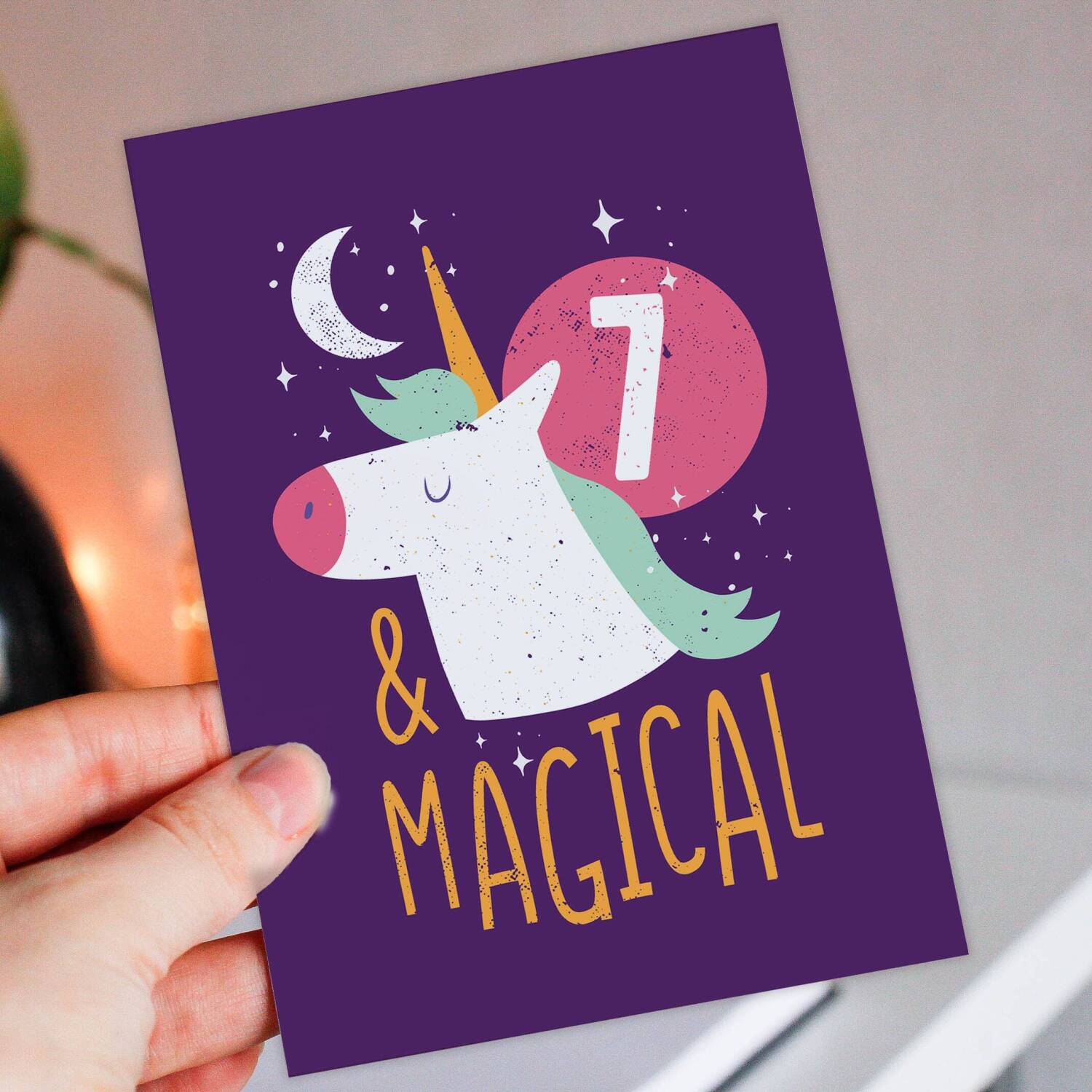 Children, child, boy, girl, kids any age birthday card: Magical unicorn - 1st, 2nd, 3rd, 4th, 5th, 6th, 7th (Size A6/A5/A4/Square 6x6") - A6: Single card