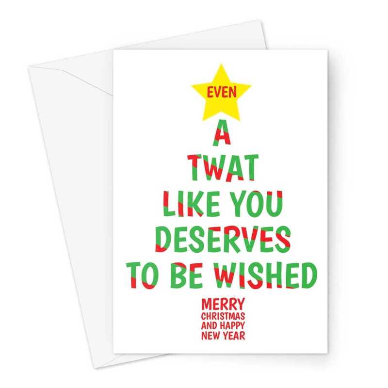 Funny Christmas Tree Card For A Twat - A5 Portrait - 1 Card