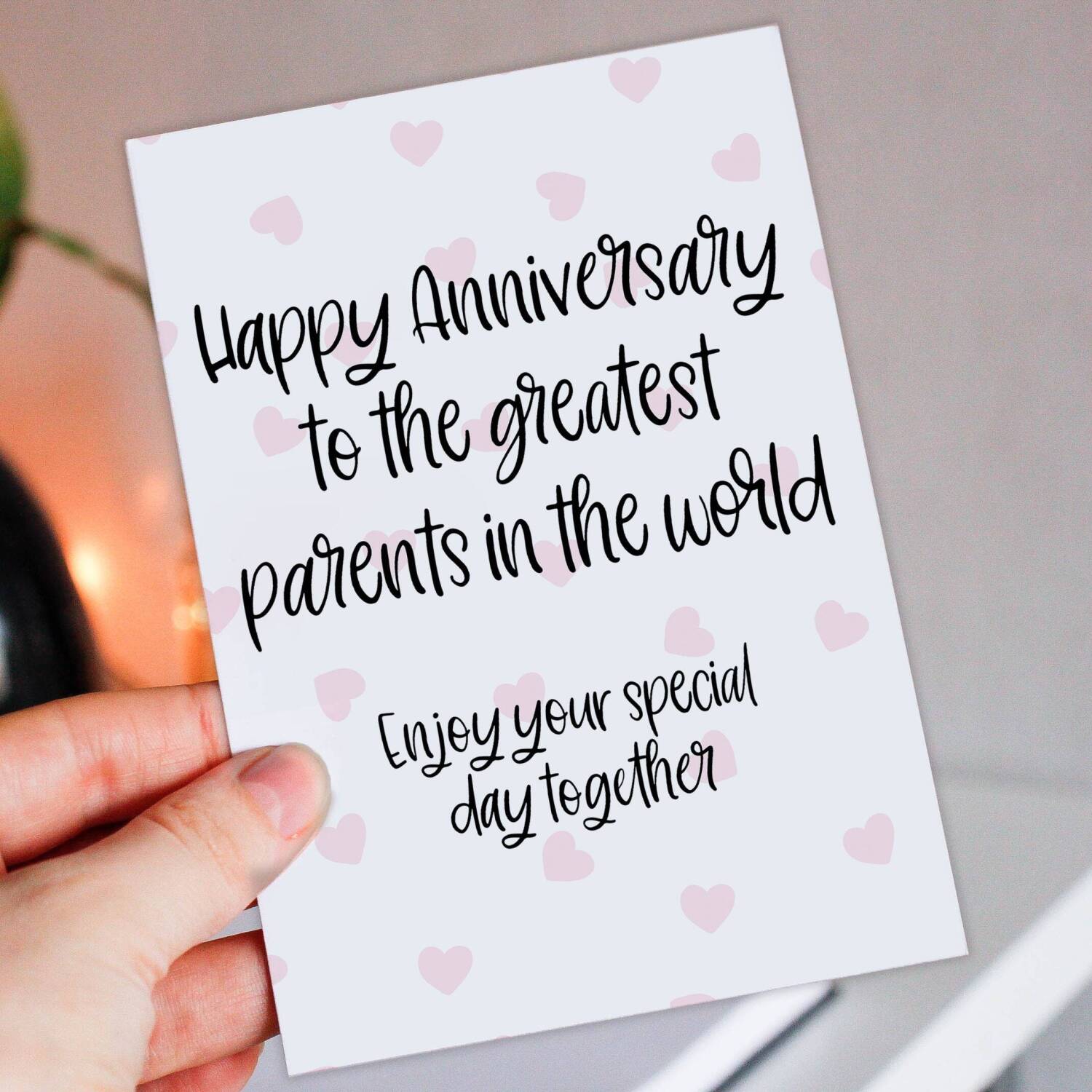 Happy anniversary to the greatest parents, Mum and Stepdad, Dad and Stepmum in the world from son, daughter (Size A6/A5/A4/Square 6x6") - A6: Single card