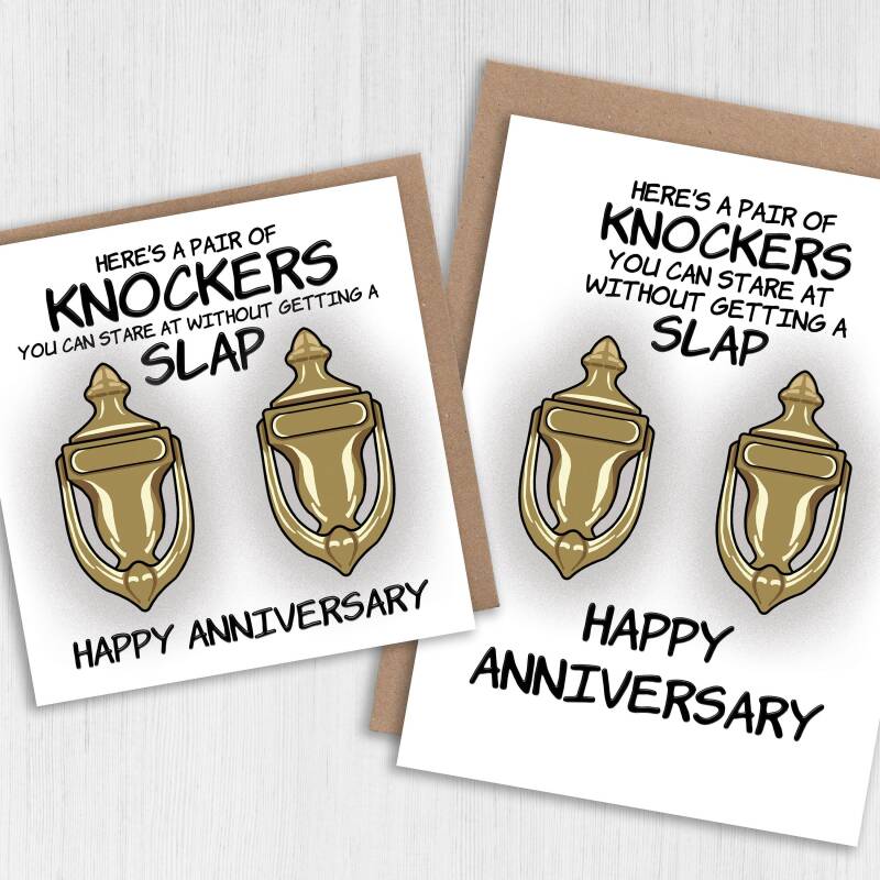 Here's a pair of knockers you can stare at without getting a slap funny, rude, breasts, boobs, tits, anniversary card Size A6/A5/A4/Square - A6: Single card