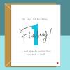 1st Birthday Card - Funny - Personalised - For nephew, cousin, friend's little boy, godson, grandson, or any other baby turning 1 years old. - Blank inside - Small