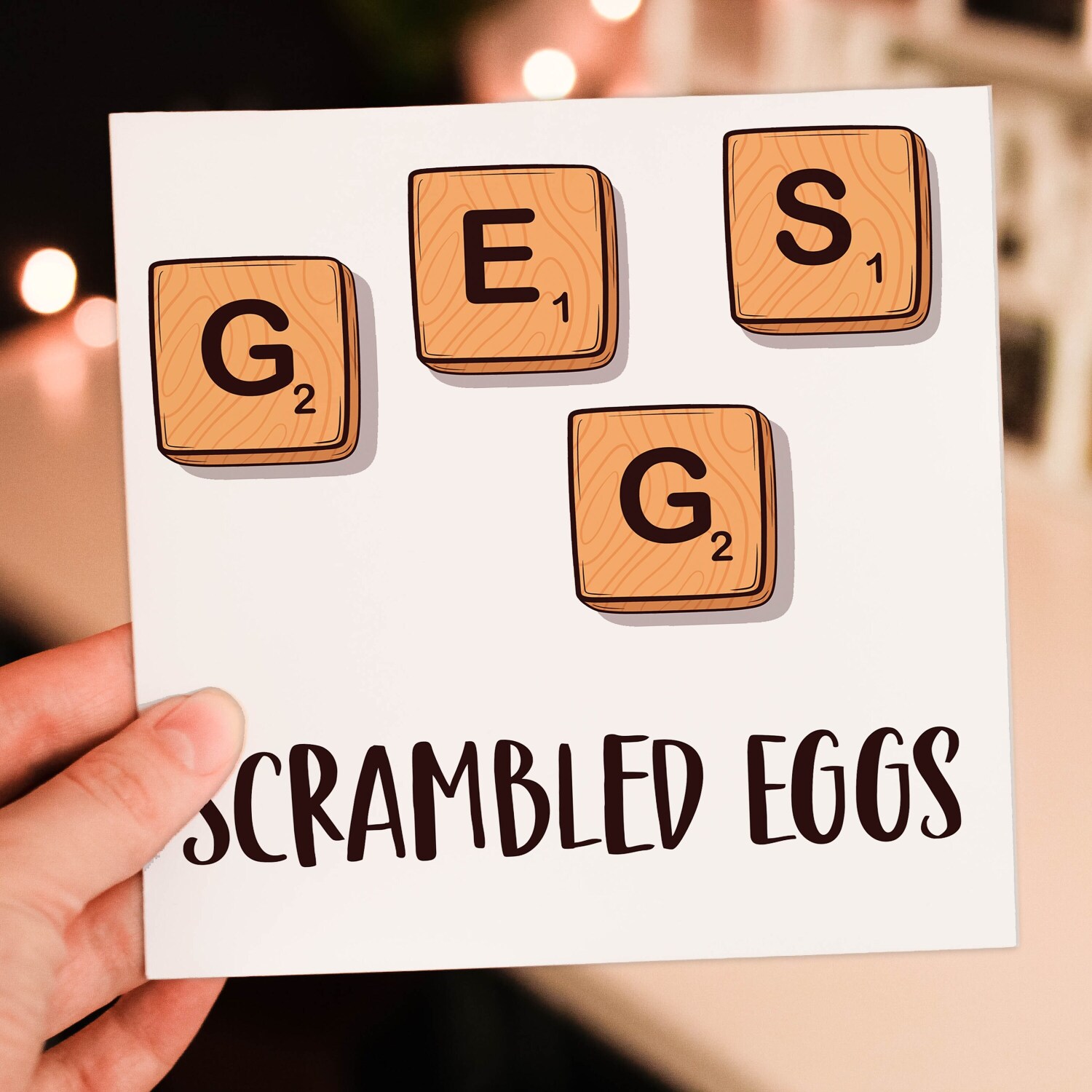 Scrambled eggs funny Easter card, mixed letter tiles for any age, adults and children (Size A6/A5/A4/Square 6x6") - A6: Single card