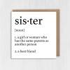 Dictionary definition of sister cute, heartfelt, sweet, best friend birthday card from brother, sibling (Size A6/A5/A4/Square 6x6") - A6: Single card