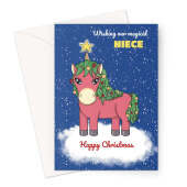 Cute Niece Christmas Card - Festive Unicorn