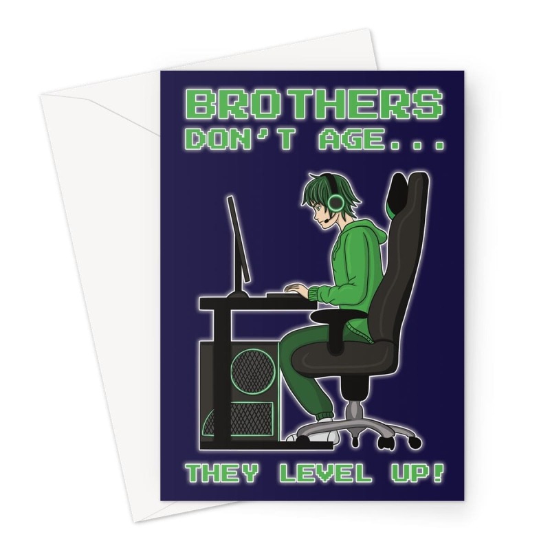 Greeting Card For Brother - Level Up Gamer - A5 Portrait - 1 Card