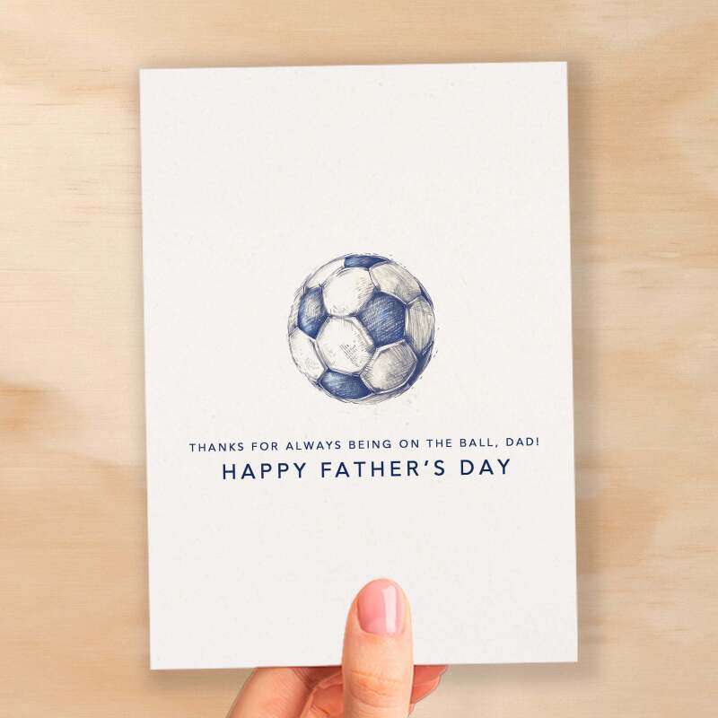Father's Day Card For Dad Football Fan Simple Father's Day Card On The Ball Dad Father's Day Gift For Football Enthusiasts - Small (4x6) / Blank Message