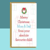 Funny Mum and Dad Christmas Card - From Favourite Child - Can be Personalised - For Parents at Xmas - Greetings Card