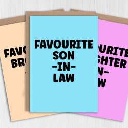 Funny favourite in laws birthday card for mother, father, son, daughter, brother or sister in law (Size A6/A5/A4/Square 6x6") - A6: Single card - Blue