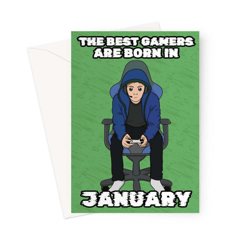 Gamer Birthday Card Born In January - A5 Portrait - 1 Card